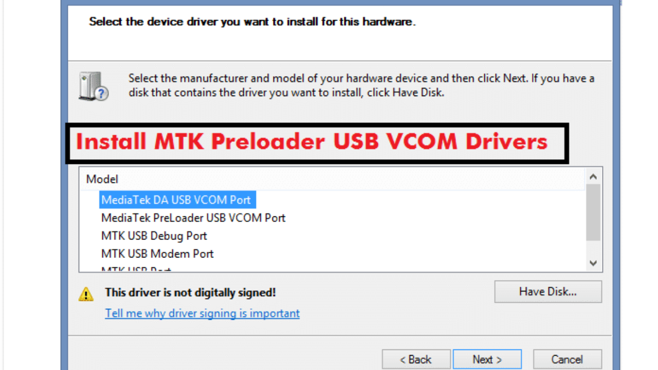 mediatek preloader usb vcom port driver windows 7 17